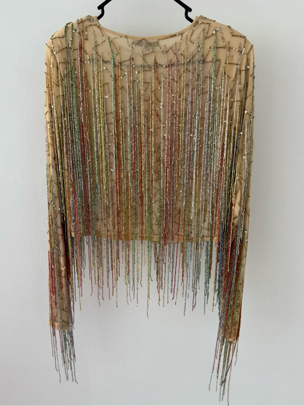 Nasty Gal Nude Beaded Fringe Mesh Jacket - Picture 2 of 2
